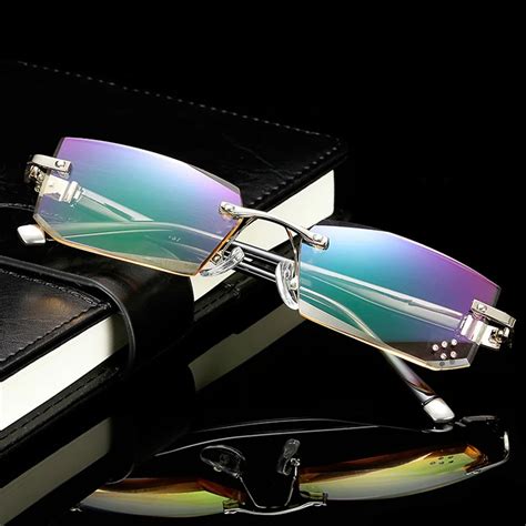 Vazrobe Rimless Reading Glasses Men Women Trimming Tint Film Resin Lens