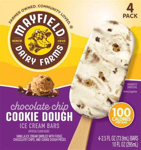 Chocolate Chip Cookie Dough Ice Cream Bars 4 Pk - Mayfield Dairy Farms®