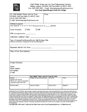 Fillable Online Live Scan Request Form For Groups Live Scan Request