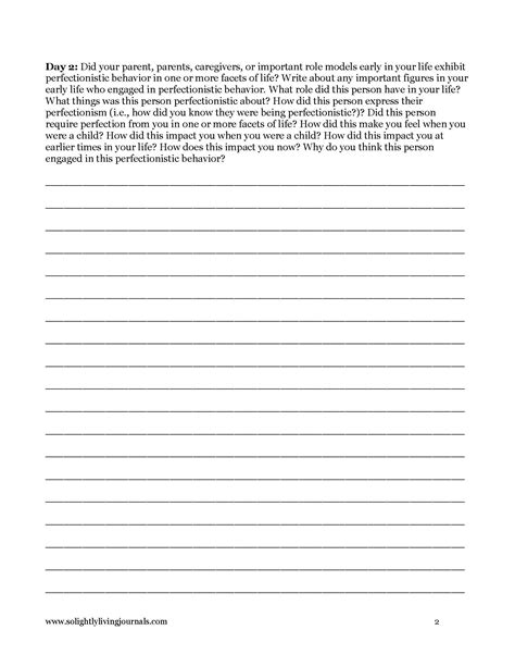 Free Guided Journal Pages Printable Perfectionism Worksheets