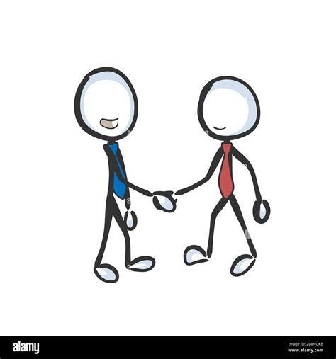 Business Agreement Contract Handshake Formal Meeting Hand Drawn