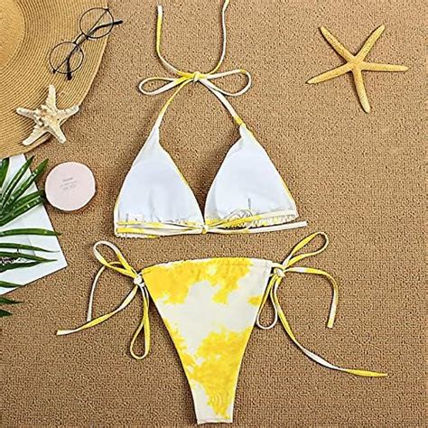 TheSosy Damen Badeanzug Gepolstert Bikini Set Neckholder Badeanzug