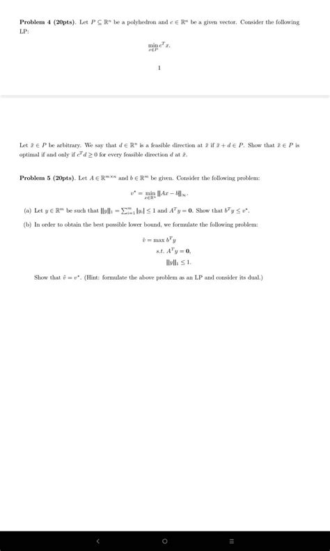 Solved Problem 4 20pts Let P⊆rn Be A Polyhedron And C∈rn