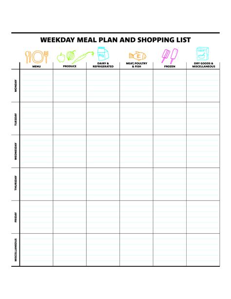 Printable Weekly Dinner Menu Planner Template Printable Templates Free