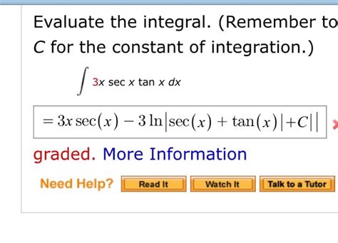 Solved Evaluate The Integral Integral 3x Sec X Tan X Dx Chegg