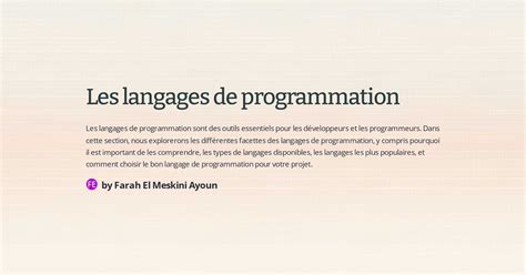 Les Langages De Programmation