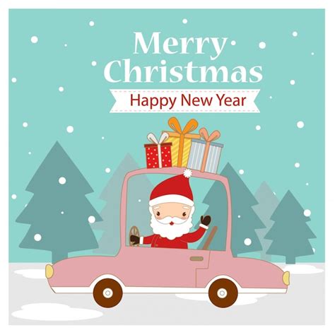 Premium Vector Santa Claus Driving The Car