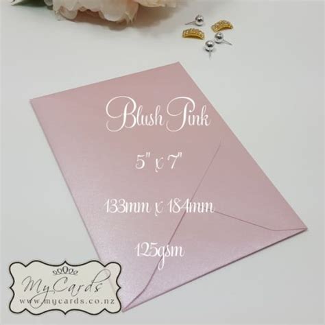 Blush Pink Metallic Envelope 5x7 Diamond Flap 125gsm Milton Mycards Wedding Nz