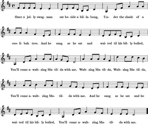 Waltzing Matilda For Treble Clef Instrument Free Sheet Music For