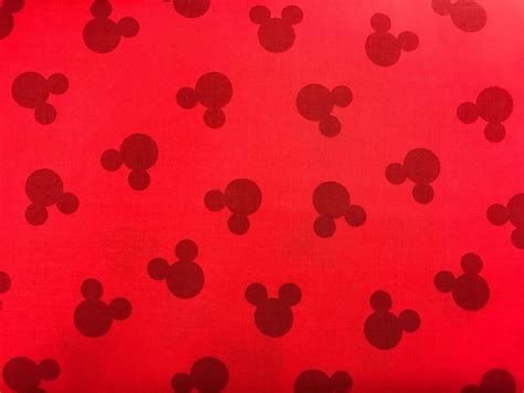 Mickey Mouse Heads Red Fabric Disney Fabric Mickey Cartoon - Etsy