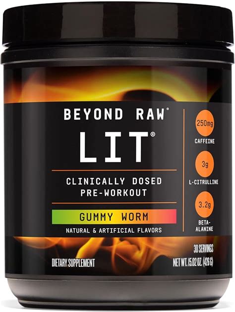 Amazon BEYOND RAW LIT Clinically Dosed Pre Workout Powder