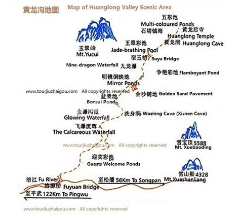 Map of Huanglong Valley Scenic Area