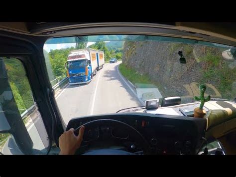 POV Truck Driving Mercedes Actros MP4 L Road Closed Narrow Curves L 30