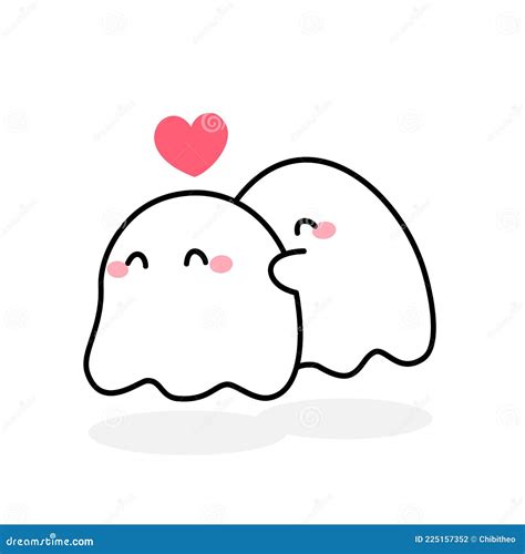 Ghost Icon In Love Ghost Doodle Vector Illustration Stock Vector