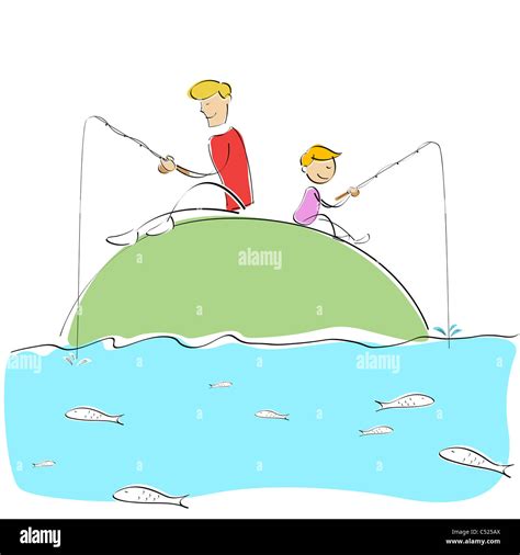 Niño y papá pescando Imágenes recortadas de stock Alamy