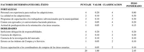 Matriz De Evaluaci N De Factores Internos Efi