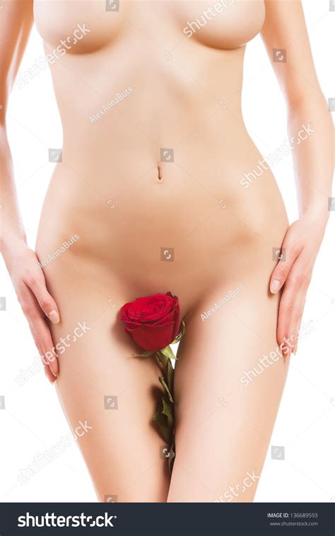 Naked Woman Red Rose On Legs Stock Photo 136689593 Shutterstock