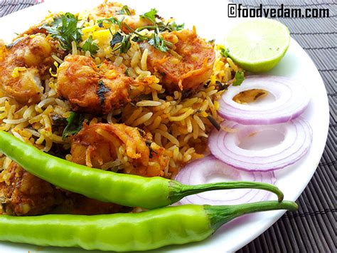 Prawns Biryani Hyderabadi Style Recipe Foodvedam