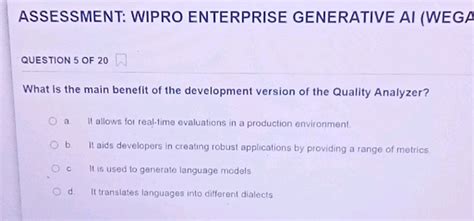 ASSESSMENT WIPRO ENTERPRISE GENERATIVE AI StudyX