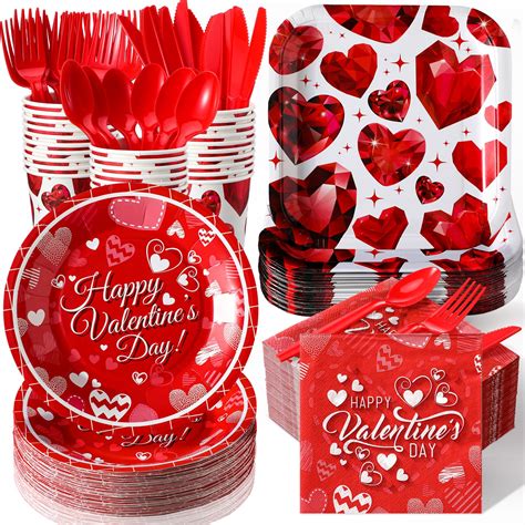 324 Pcs Valentine S Day Paper Napkins And Plates Valentines Day Party