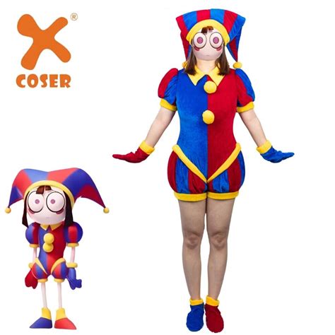 Xcoser The Amazing Digital Circus Pomni Cosplay Costume Hat Glove Full