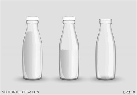 Premium Vector Transparent Glass Bottle Of Milk