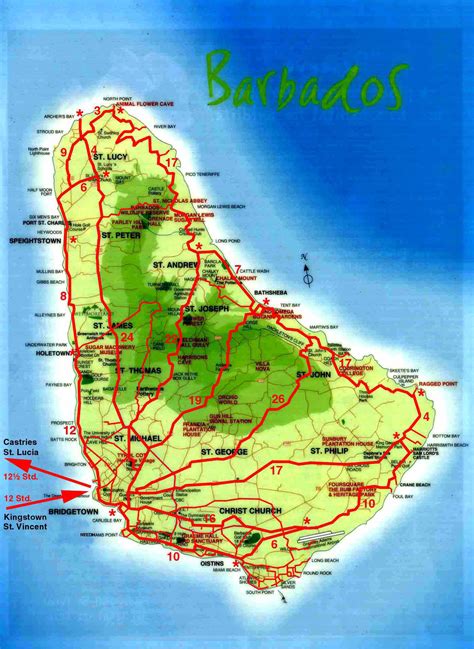 Detailed topographical map of Barbados. Barbados detailed topographical ...