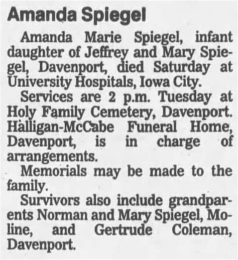 Amanda Marie Spiegel Unknown Find A Grave Memorial