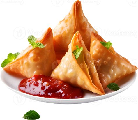 Samosa Near Ketchup In A Transparent Background 46496793 Png