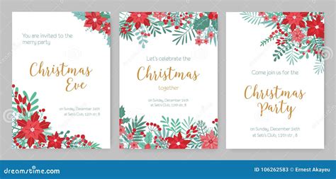 Collection Of Christmas Party Invitations Holiday Event Announcement