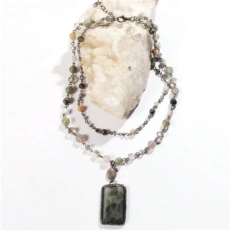 Nuovo Gioiello Stile Retr Collana A Strati Di Aghi Neri Con Hematite