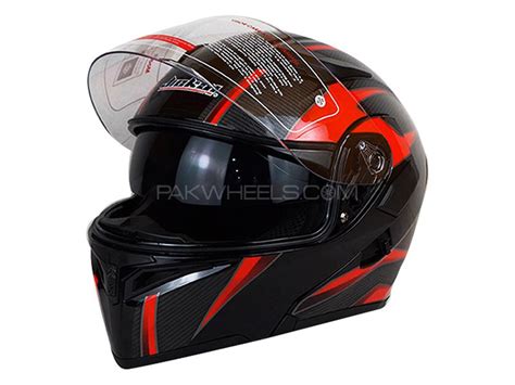 Buy Jiekai Helmet Jk Double Visor Flip Up Face Black Red Xl