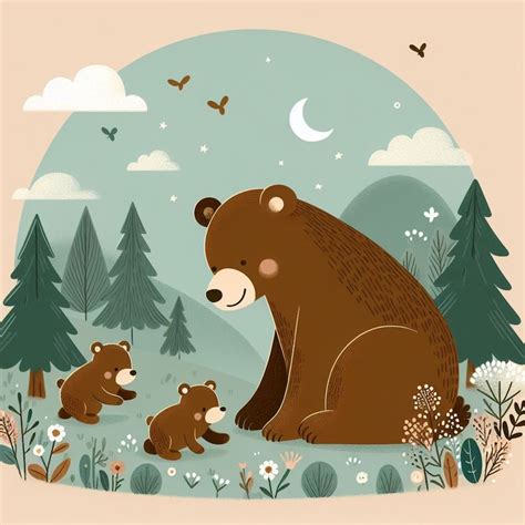 Mama Bear and Cubs DIGITAL DOWNLOAD to Print - Etsy