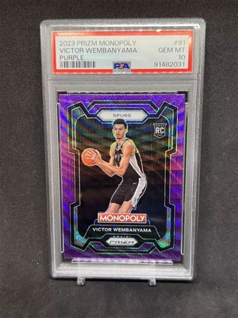 VICTOR WEMBANYAMA 2023 24 Prizm Monopoly VIOLA WAVE PSA 10 Carta Rookie