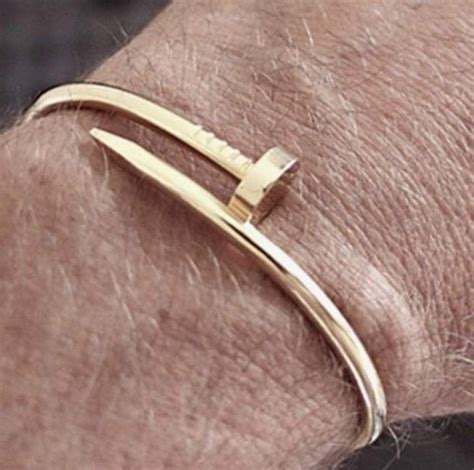 Men S Rustic 18k Gold Cuff Nail Bracelet Bangle 100 Exclusive Nail