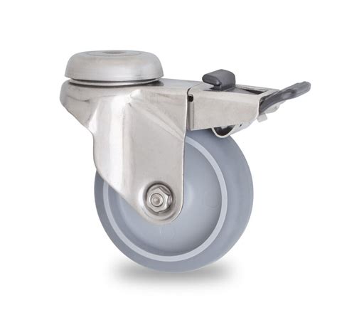 Swivel Castor With Brake Mm Grey Non Marking Thermoplastic