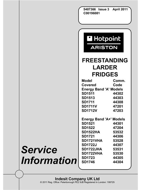 HOTPOINT ARISTON SD1511 SERVICE INFORMATION Pdf Download | ManualsLib