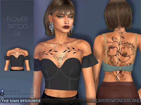 The Sims Resource Flower Tattoo 04 Sims 4 Cc Skin Sims Cc Sims 4 Tattoos Sims 4 Bedroom