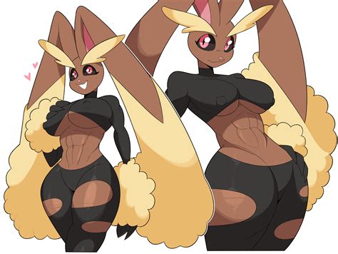 Rule 34 Anthro Furry Idolomantises Lagomorph Lopunny Mega Lopunny Muscles Nintendo Pink Eyes