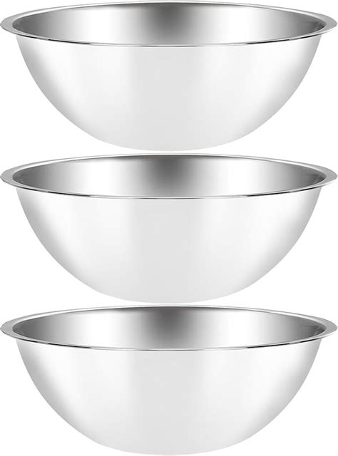 Suwimut 3 Pack Stainless Steel Mixing Bowls 5 Quart Flat Base