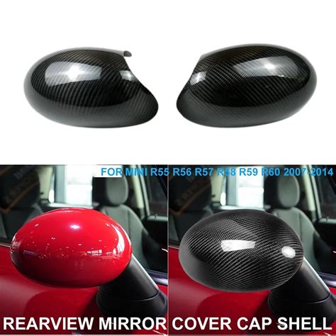 Pair Rearview Mirror Cover Carbon Fiber Side Rear View Mirror Cover