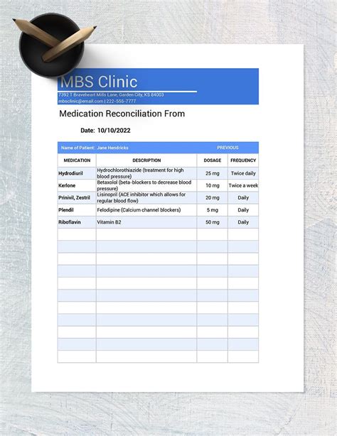 Medication Reconciliation Template Google Sheets Excel Template Net