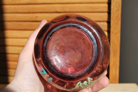 Beau Vase Carafe Soliflore Legras Montjoye Ancien Pate De Verre Emaill