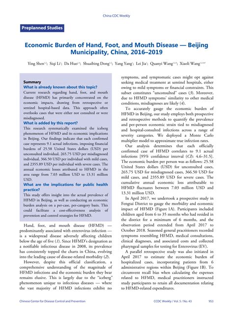 (PDF) Economic Burden of Hand, Foot, and Mouth Disease - Beijing ...