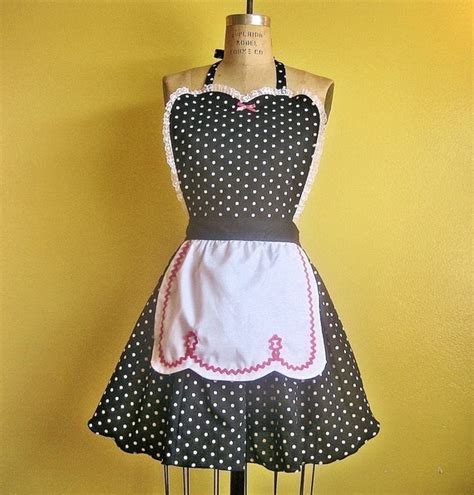 Black Polka Dot Apron With Fifties Ric Rac Details Make A Sexy