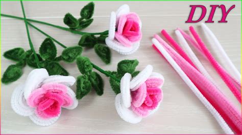 How To Make Rose Flower With Pipe Cleaner Pipe Cleaner Craft Youtube