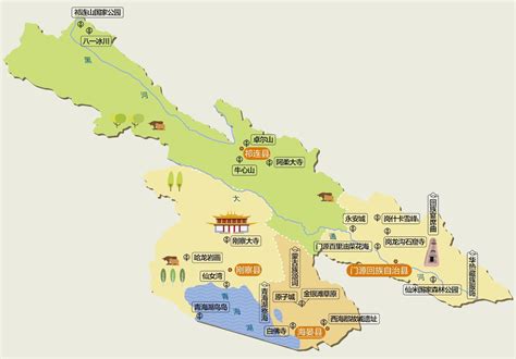 青海省旅游必备高清人文地图2地级市6自治州 知乎