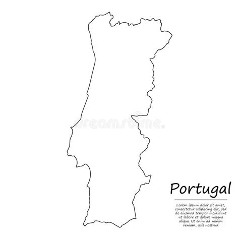 Simple Outline Map Of Portugal In Sketch Line Style Stock Vector