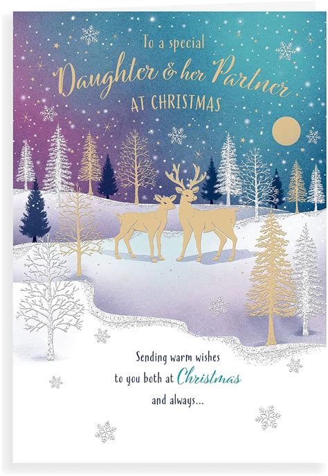 Piccadilly Greetings Classic Christmas Card Daughter And Partner 9 X 6 Inches A41293