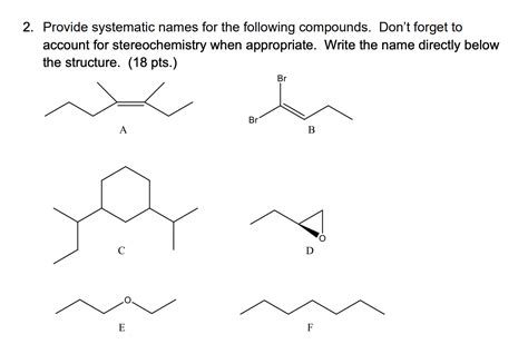 Solved 2 Provide Systematic Names For The Following